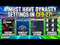 4 Dynasty Settings You NEED to Change in CFB 27