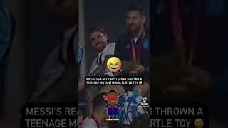 Messi Reaction to being thrown a turtle #Mbappe #Messi #psg #worldcup #argentina #lionelmessi #messi