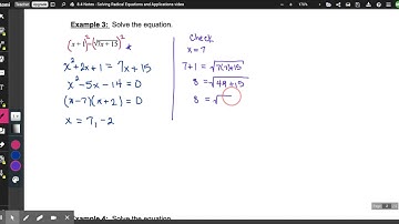 8.4 Notes - Solving Radical Equations and Applications video