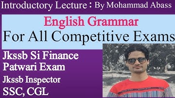 Jkssb Finance Inspector | Sub Inspector | Patwari Exam | English Grammar | Very Important