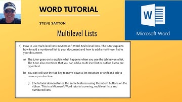 This video explains how to use multilevel lists in Microsoft Word