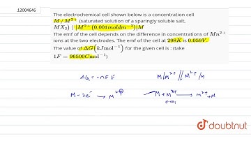 The  electrochemical cell shown below is a concentration cell   `M//M^(2+)` (saturated solution of