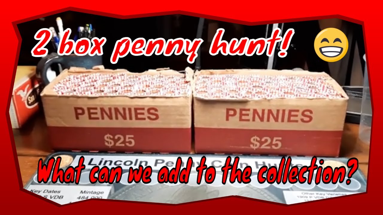 Coin roll hunting pennies! 2 box hunt - YouTube