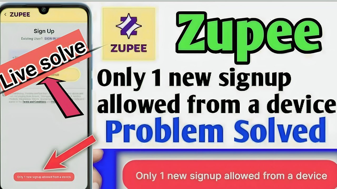 zupee Only 1 new signup Allowed From A Device Problam solved | Zupee Me Login Nhi Ho Rha