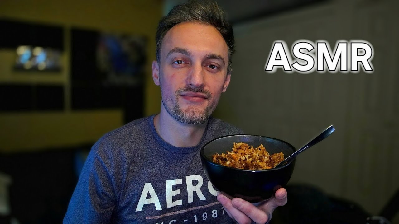 Smothered Hamburger w/ Gravy Rice & Tomatoes | ASMR (Whispering, Chewing Sounds)