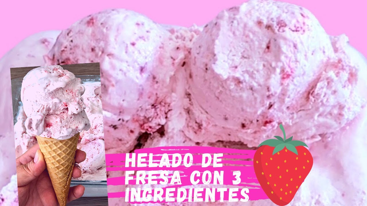 HELADO DE FRESA CASERO CON SOLO 3 INGREDIENTES + VÁMONOS DE PASEO 🌊 | POSTRES CON IXCHEL