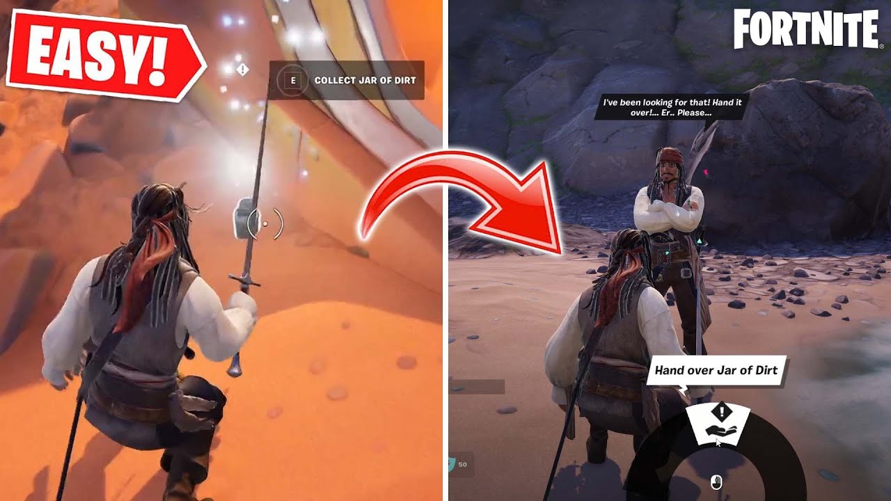 Locate a Jar of Dirt & Deliver it to Jack Sparrow Fortnite x Pirates