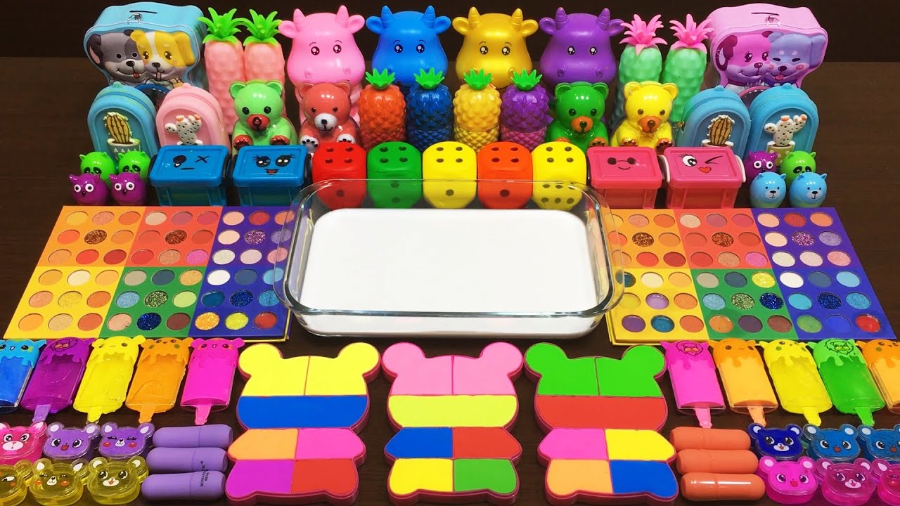 RAINBOW Slime ! Mixing Random into GLOSSY Slime ! Satisfying Video 