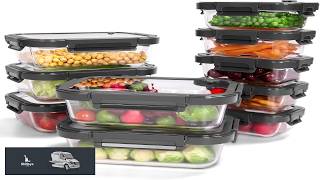 10 Pack Glass Food Storage Containers with Tempered Glass Lids  Borosilicate Airtight