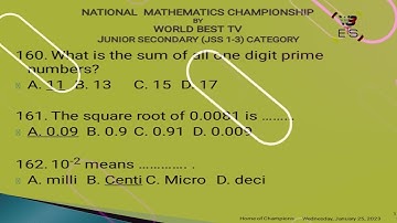 NATIONAL MATHEMATICS QUESTIONS FOR JS1-3 2ND/FINAL STAGES OF 2022/2023 SEASON.