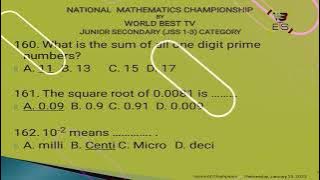 NATIONAL MATHEMATICS QUESTIONS FOR JS1-3 2ND/FINAL STAGES OF 2022/2023 SEASON.
