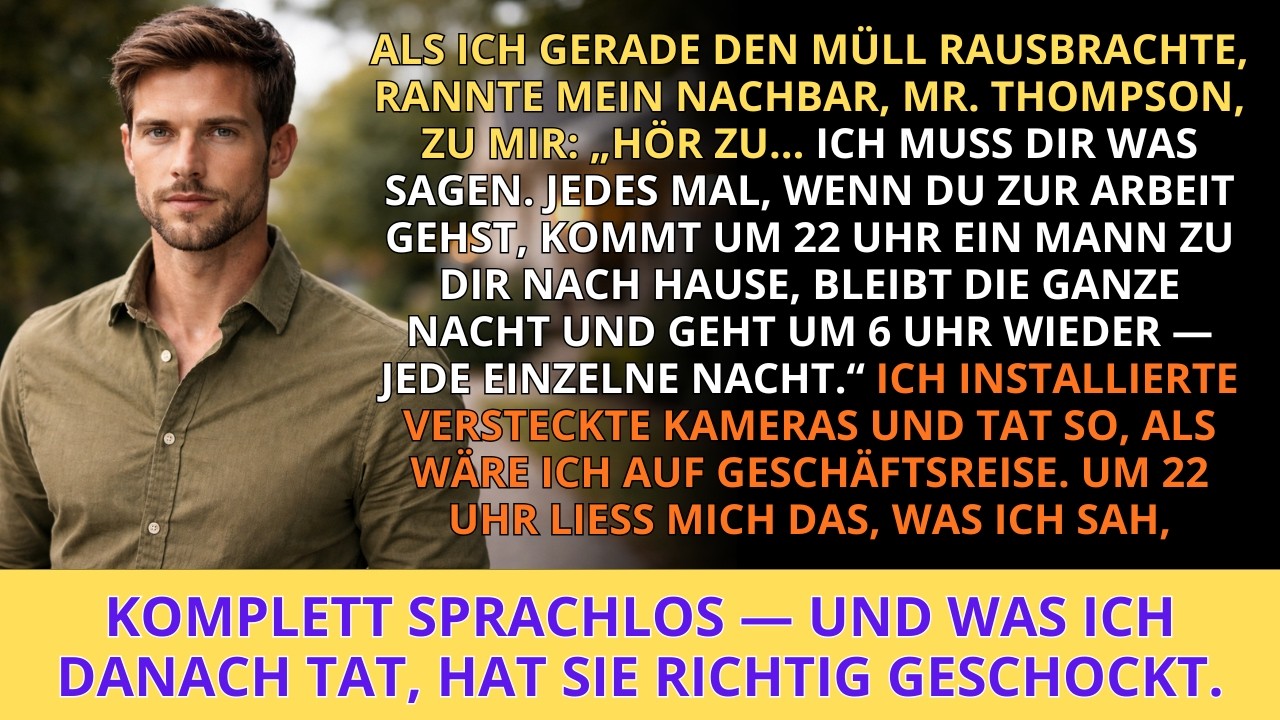 Ein Mann betritt jeden Tag dein Haus, wenn du bei der Arbeit bist, flüsterte mein Nachbar – also...