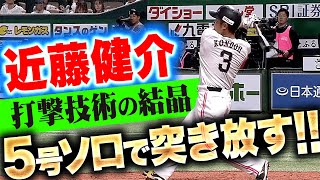 【高々と舞い上がる】近藤健介『内角球を捌き押し込む…芸術的な5号ソロで突き放す！』