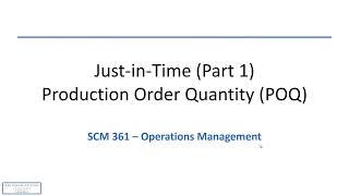 Production Order Quantity