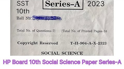HP Board 10th Class Social Science (सामाजिक विज्ञान) (SST) Question Paper 2023 Term-2 Series - A