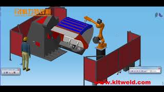 Kawasaki BA006L Robot bucket welding  work station simulation