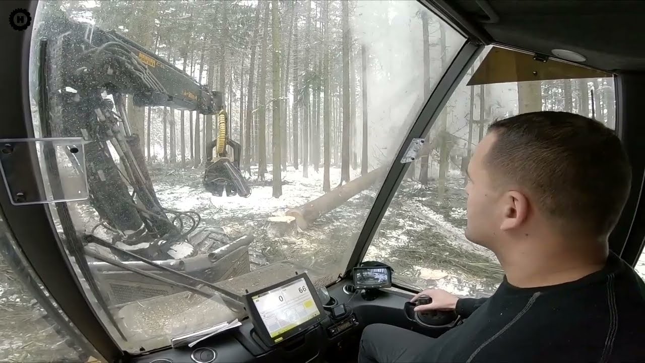 In cab of Ponsse Bear