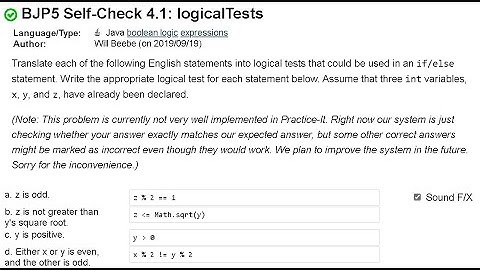 Java Practice It | Self-Check 4.1: logicalTests | if, else, Boolean logic, expression