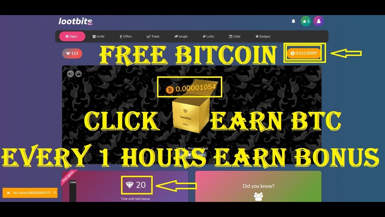 Free Earn Bitcoin Daily 0 001 Btc And Signup Free 50 Click Today 3 Level Earn - 