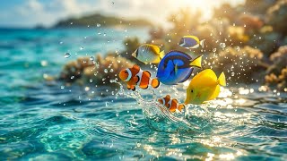 Fish Jumping Out of Water in 4K 🌊 Ultra Realistic Aquarium | No Music Relaxing Sounds