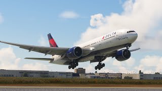 Very Beautiful When landing!!! Delta Airlines Boeing 777 Low landing At Hamburg Airport