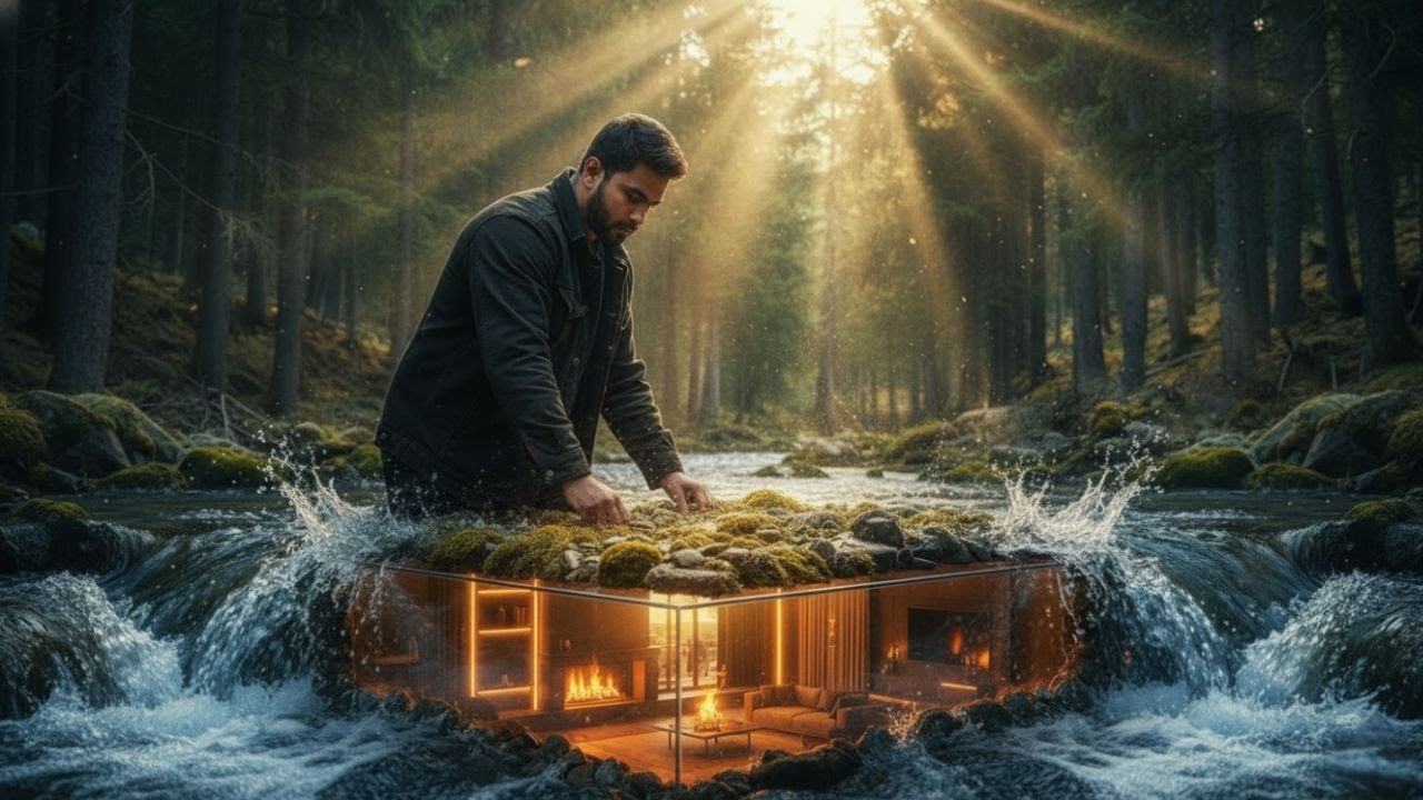 Building a Secret Modern Villa Hidden Under a Forest Stream