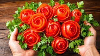 Tomato Rose Garnish (Easy Step-by-Step) 