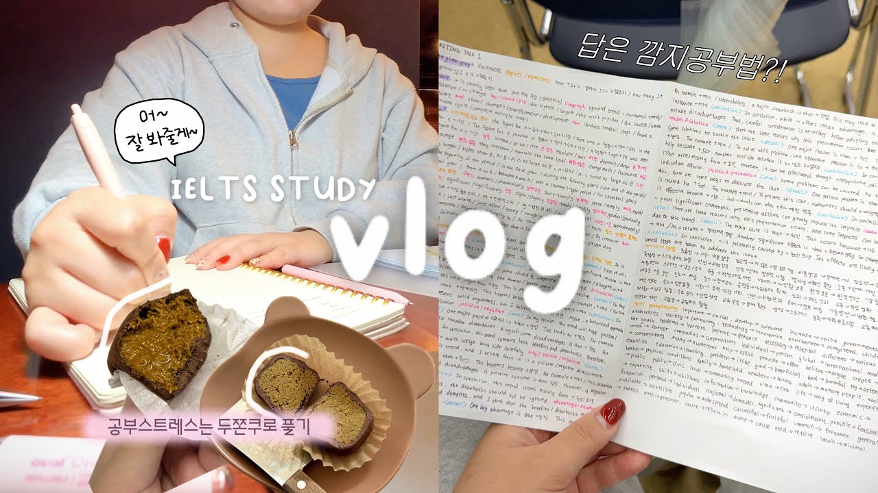 SUB) 마침내 아이엘츠 졸업하다👩‍🎓 | 공부 브이로그, 아이엘츠 한과목 재시험, 아이엘츠 공부법, 도시락 만들기, 말차푸딩 만들기🍵