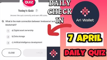 Ari wallet quiz 7 April | Ari wallet daily quiz today answer|Arichain Quiz Today 08 April