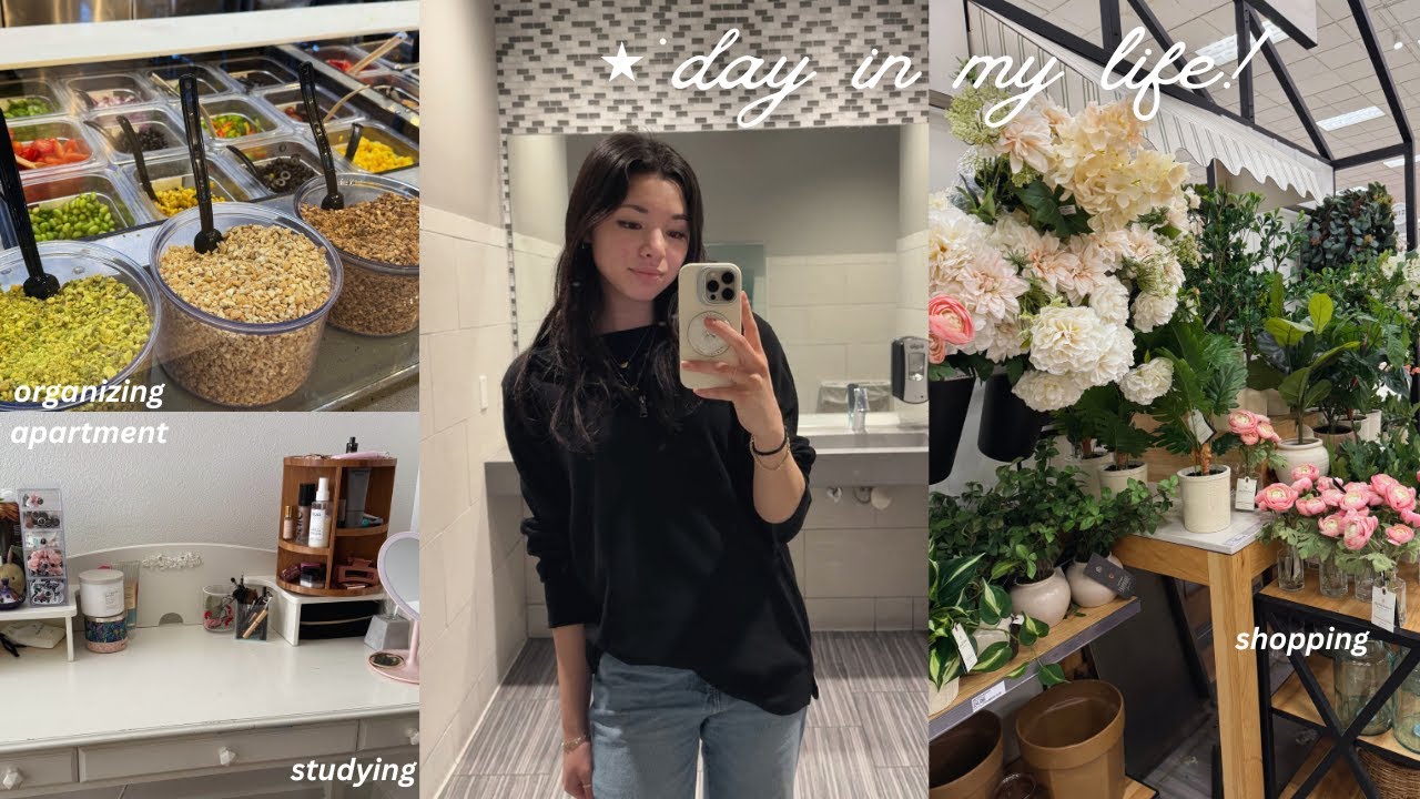 mini vlog with me! | studying, organizing apartment, shopping, etc!