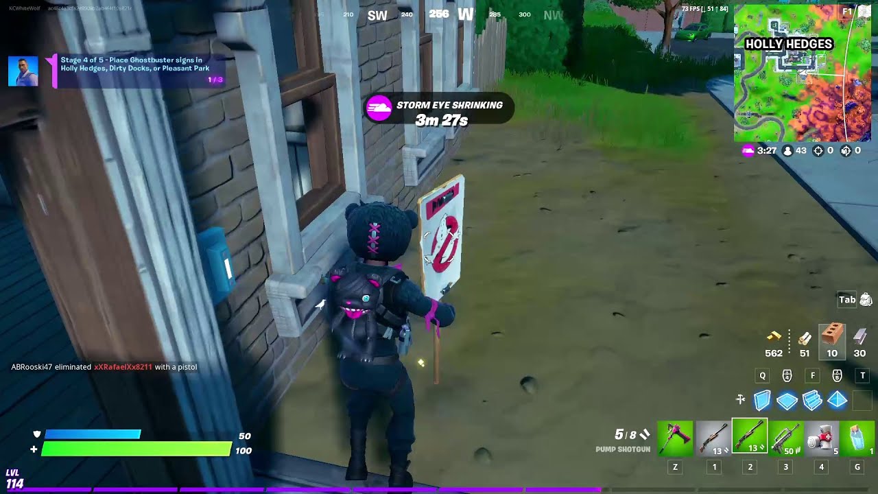 Fortnite Place Ghostbuster Signs In Holly Hedges, Dirty Docks or Pleasant Park
