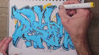 Graffiti Name Showcase: (Deshaw) Sketch, Outline, and Splash of Color!