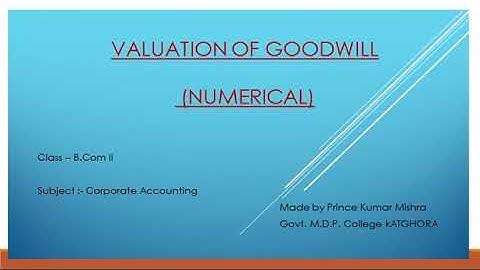 COMPANY ACCOUNT Valuation of Goodwill,, 12th,  B.Com & M.Com,C.A.,C.S.,ICWA,