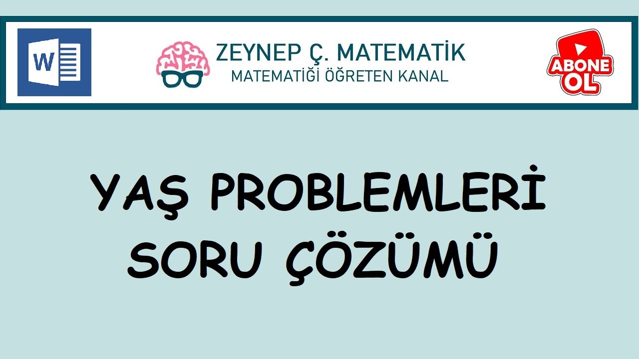 SINAV KAZANDIRAN SORULAR - YAŞ PROBLEMLERİ SORU ÇÖZÜMÜ-KPSS,TYT,ALES,DGS