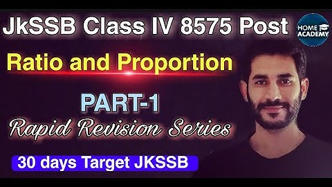 JkSSB Class IV  Maths Class Ratio and proportion part 1 by home academy