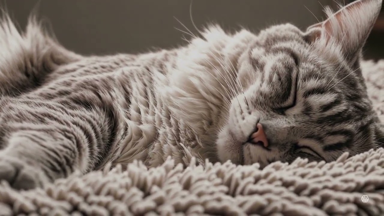 1 hour Sleeping Cat for Relaxation 🐾 | Calm Cozy Ambience