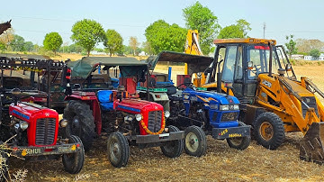JCB 3dx Eco Xpert Running Mahindra Eicher Massey Loading Tractor stuck in Deep Mud | Jcb and Tractor