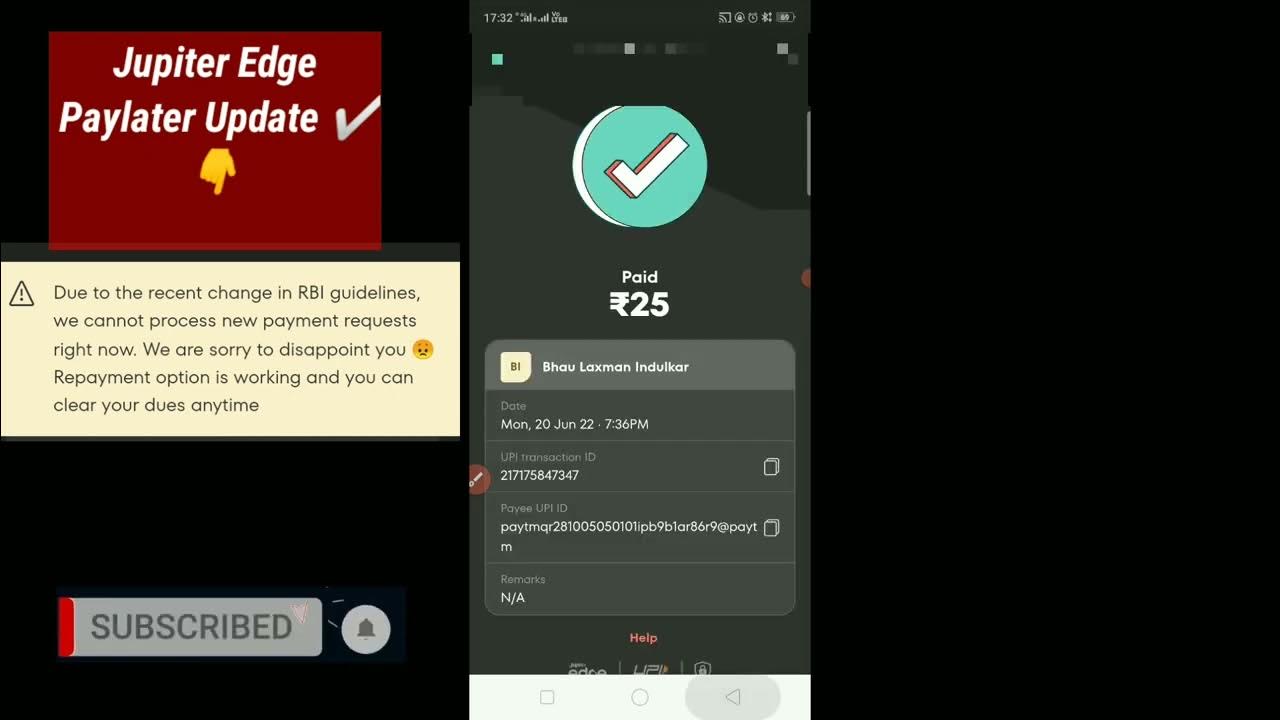 Jupiter Edge Paylater Update RBI Guidelines Change YouTube