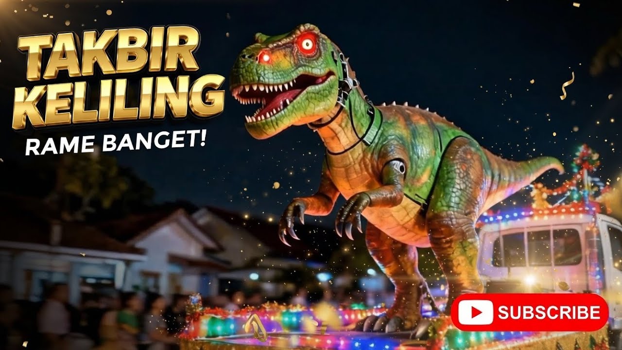 TAKBIR KELILING UNIK! Truk Bawa Miniatur Excavator & Crane Full LED 😱✨