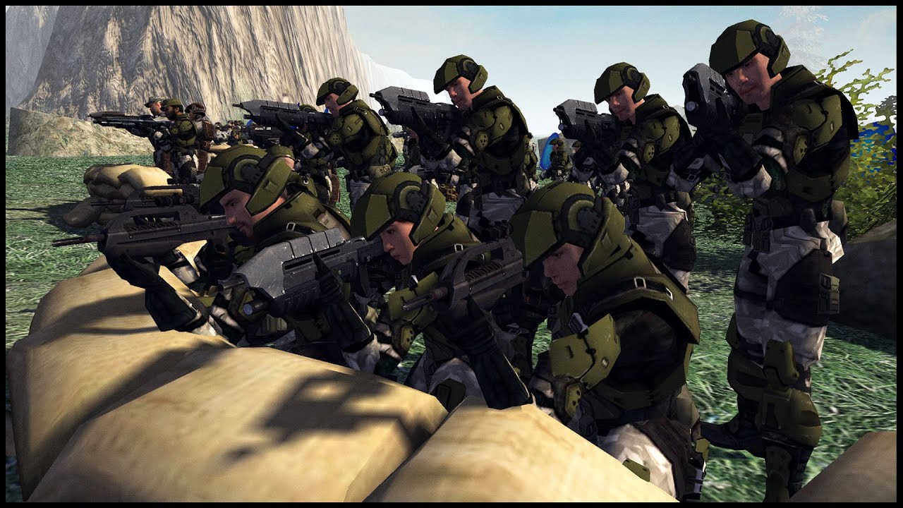 UNSC Marines Defend the CANYON! - Men of War: Halo Mod Battle Simulator 