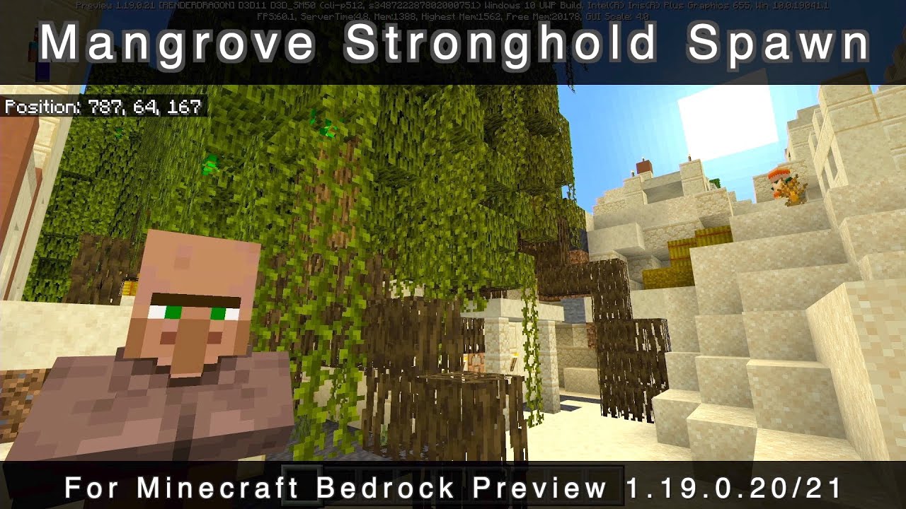 Minecraft 1.19.0.21 Seed (Bedrock Preview) Mangrove Stronghold Spawn