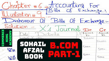 illustration 9 Solution,Dishonour Of Bills Of Exchange,Chapter#6 BOE,Sohail Afzal Book,B.com Part.1