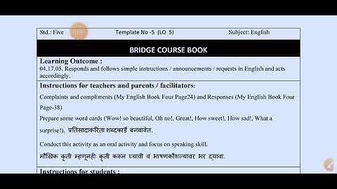 Std:5th, Subject: English, Bridge Course ,Activity:2,3,4,5.Explanation in easy way
