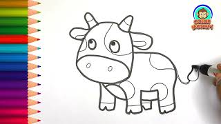 Drawing COW for Kids-Coloring Video