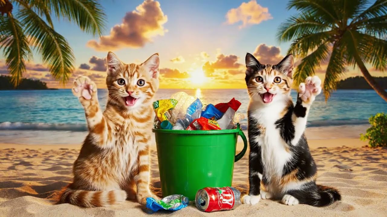 Kitten Ginger & MooMoo’s Beach Cleanup Adventure – So Cute, Full of Surprises! 