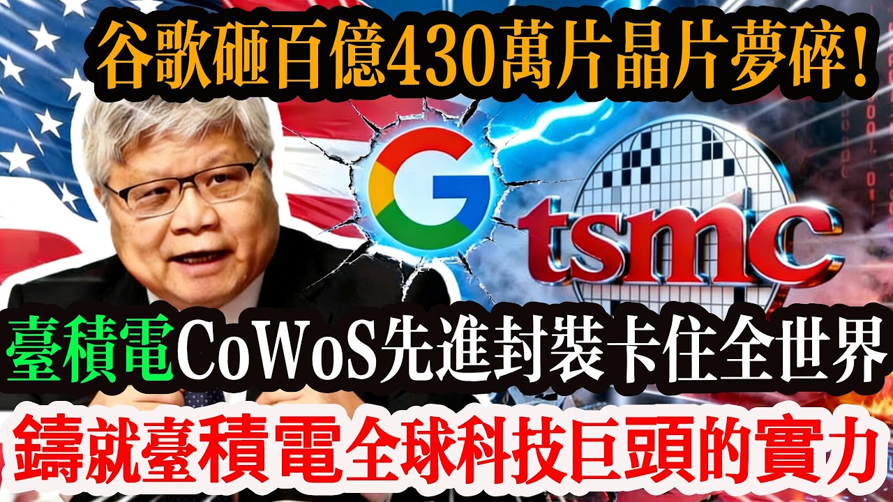谷歌砸百億430 萬片晶片夢碎！台積電 CoWoS 先進封裝卡住全世界，鑄就台積電今天掐住全球科技巨。#台灣 #台積電