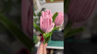 I tried this Fuzzy wire tulips 🌷and I’m loving it 🥰 #fuzzywire #flowers #diy #crafts #flowercraft