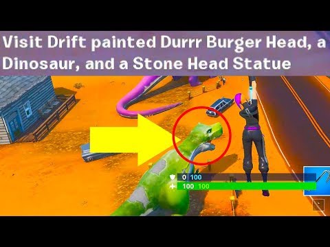 Wideo: Wyjaśnienie Lokalizacji Fortnite Durrr Burger Head, Dinosaur And Stone Head Statue