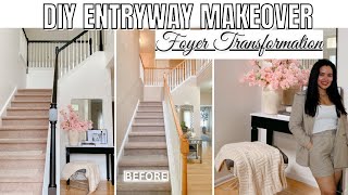 DIY EXTREME ENTRYWAY MAKEOVER | FOYER TRANSFORMATION | DIY FLUTED TABLE | SPRING DECORATING IDEAS