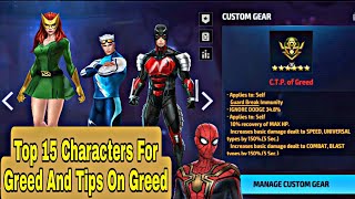 Top 15 Characters Rank For CTP Of Greed And important Suggestions On Greed - Marvel Future Fight